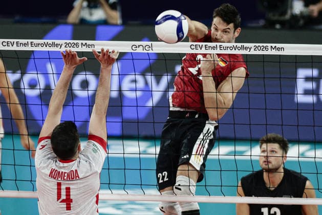 VOLLEYBALL - CEV Eurovolley Men - Poland vs. Germany Photo by IPA ABACAPRESS.COM88837717 - Germany s Tobias Christian Brand in action during the CEV Enel Eurovolley 2026 quarterfinal match between Poland and Germany at Arena 8888 in Sofia, Bulgaria, on September 22, 2026 Sofia Bulgaria  Copyright: xIPAxSport ABACAx