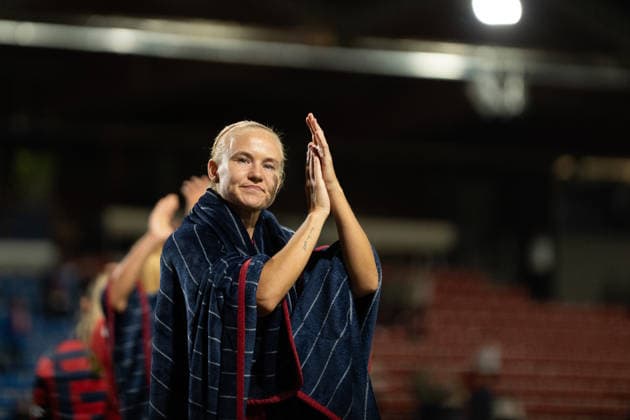 Pernille Harder, 21, of Bayern, after the UEFA Women s Champions League match between FC Bayern Munich and Manchester City on September 22, 2026, at uhlsport PARK in Unterhaching, Bavaria, Germany