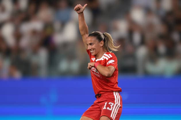 Juventus Women v SL Benfica Women - UEFA Womens Champions League - League Phase Matchday 1 - Season 2026-2027 Turin, Italy, 22nd September 2026. Lucia Alves of SL Benfica reacts during the Juventus Women vs SL Benfica Women UEFA Womens Champions League, League Phase, Matchday 1, match at Juventus Stadium, Turin. Picture credit should read: Jonathan Moscrop Turin Juventus Stadium Italy