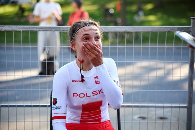 2026 UCI Road World Championships Picture by Alex Whitehead SWpix.com - 22 09 2026 - Cycling - 2026 UCI Road World Championships - MontrÃ al, Canada - Women Junior Individual Time Trial (ITT) - Maria OkruciÅ ska (Poland) Wins the Women Junior Individual Time Trial (ITT) to become World Champion MontrÃ al Avenue du Parc Canada Copyright: x xSWpix.comx(t axPhotographyxHubxLtd)xAlexxWhitehead SWpix.comx SWP-3521-1785