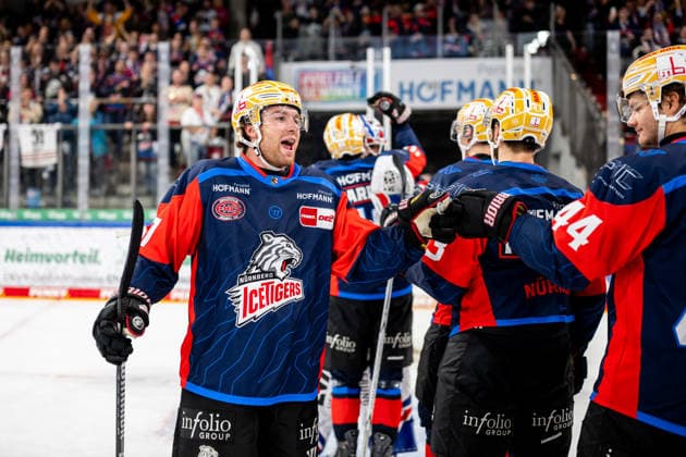 September 22, 2026, 2026–2027 Ice Hockey Season, Penny DEL, Nuremberg Ice Tigers, Icetigers, Adler Mannheim, ThHa xthxhax, Chris Jandric 77, Nuremberg Ice Tigers, NIT, celebration, joy