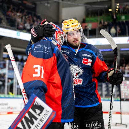 September 22, 2026 Ice Hockey Season 2026–2027 Penny DEL Nuremberg Ice Tigers Icetigers Adler Mannheim ThHa xthxhax Niklas Treutle 31, Nuremberg Ice Tigers, NIT Julius Karrer 6, Nuremberg Ice Tigers, NIT Cheering, Joy