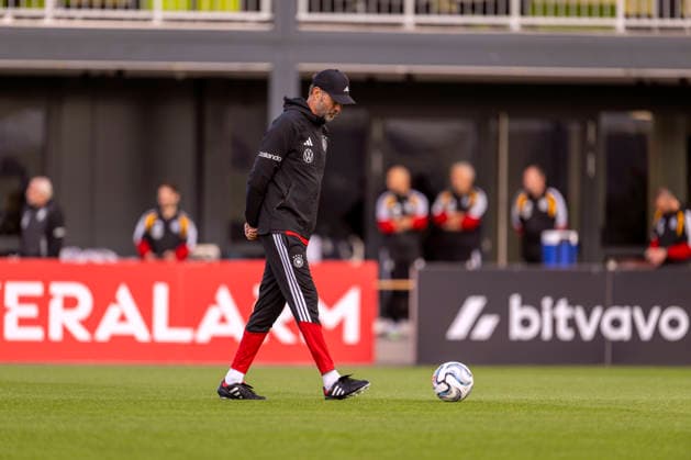 September 22, 2026, DFB German National Soccer Team, training camp in Herzogenaurach, at ADIDAS s home ground, ahead of the UEFA Nations League matches, German national team coach Jürgen Klopp looks pensive