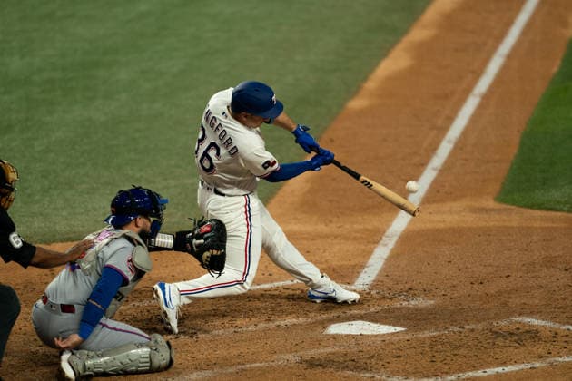 New York Mets Vs Texas Rangers - September 22, 2026 Wyatt Langford of the Texas Rangers swings at a pitch during the game between the New York Mets and Texas Rangers at Globe Life Field in Arlington, Texas, on September 22, 2026. Arlington Texas United States  Copyright: xSethxGarberx originalFilename:garber-newyorkm260922_nptWH.jpg