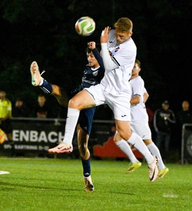 September 22, 2026, xpsx, Hessen Cup Round of 16, Germania Dörnigheim vs. TSV Steinbach Haiger; from left: Anas Charkaoui (Dörnigheim), Ertan Hajdaraj (Steinbach Maintal), Hessen, Germany, DEU