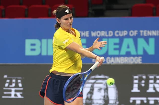 Belgian Greet Minnen pictured during a training session for the Finals of the Billie King Cup tournament, on Wednesday 23 September 2026 in Shenzhen, China. Tomorrow, Belgium will play in Quarterfinals against Ukraine. VIRGINIExLEFOUR  x187547071x