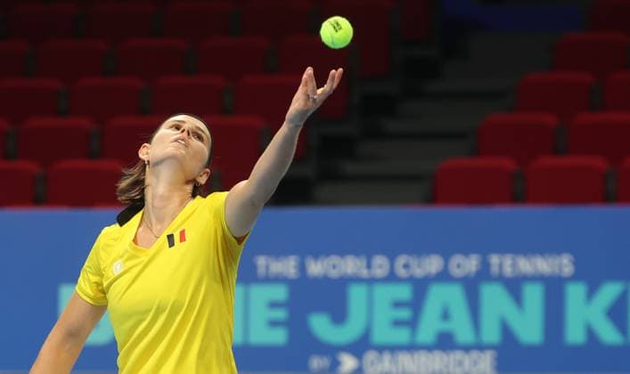 Belgian Greet Minnen pictured during a training session for the Finals of the Billie King Cup tournament, on Wednesday 23 September 2026 in Shenzhen, China. Tomorrow, Belgium will play in Quarterfinals against Ukraine. VIRGINIExLEFOUR  x187547081x