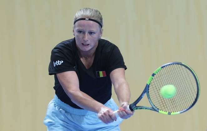 Belgian Lara Salden pictured during a training session for the Finals of the Billie King Cup tournament, on Wednesday 23 September 2026 in Shenzhen, China. Tomorrow, Belgium will play in Quarterfinals against Ukraine. VIRGINIExLEFOUR  x187548546x