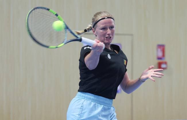 Belgian Lara Salden pictured during a training session for the Finals of the Billie King Cup tournament, on Wednesday 23 September 2026 in Shenzhen, China. Tomorrow, Belgium will play in Quarterfinals against Ukraine. VIRGINIExLEFOUR  x187549235x