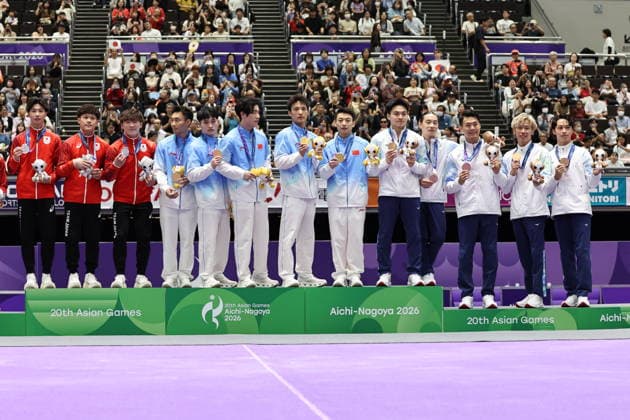 Asian Games 2026 Aichi-Nagoya, Japan Artistic Gymnastics Men™s Team Final : China won the gold medal, Japan claimed silver, and Chinese Taipei took bronze in the Men™s Team Final of Artistic Gymnastics at the 20th Asian Games Aichi-Nagoya 2026. Aichi, Nagoya Nagoya General Gymnasiun (Rainbow Hall) Japan Copyright: xSeshadrixSukumarx