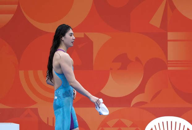 (260923) -- TOKYO, Sept. 23, 2026 -- Zhang Yufei of China reacts after the women s 100m butterfly final at the 20th Asian Games Aichi-Nagoya 2026 in Tokyo, Japan, Sept. 23, 2026. ) (SP)JAPAN-TOKYO-ASIAN GAMES-SWIMMING-WOMEN S 100M BUTTERFLY WuxZhizun 