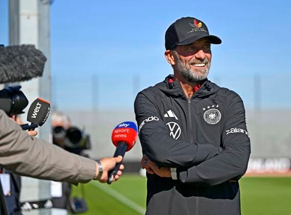 September 23, 2026, German National Soccer Team (DFB), training camp in Herzogenaurach, at the ADIDAS headquarters, ahead of the UEFA Nations League matches, Coach Jürgen Klopp of Germany during an interview