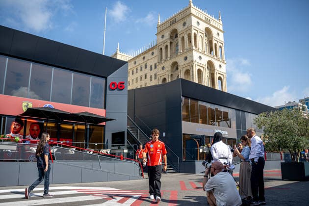 BAKU, AZERBAIJAN: Charles Leclerc, racing for the Ferrari team during the 2026 Formula 1 Azerbaijan Grand Prix at the Baku City Circuit in Baku, Azerbaijan