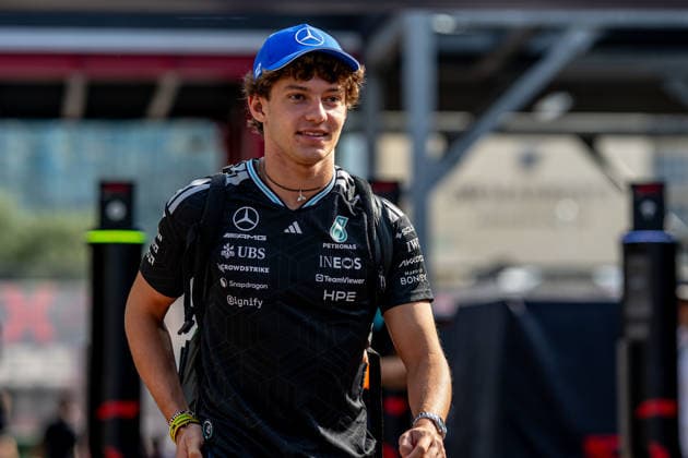BAKU, AZERBAIJAN: Kimi Antonelli, racing for the Mercedes team during the 2026 Formula 1 Azerbaijan Grand Prix at the Baku City Circuit in Baku, Azerbaijan