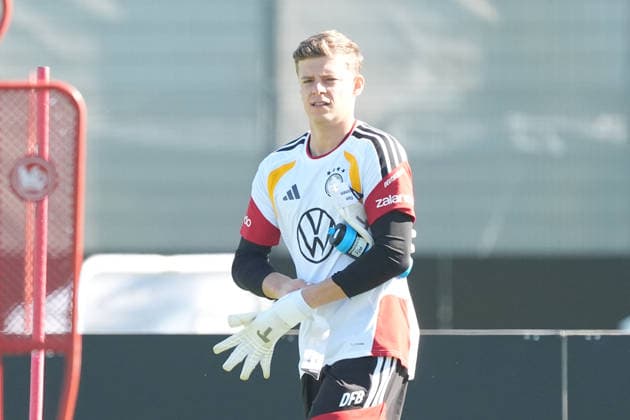 Goalie Finn Dahmen, Germany, HerzoBase, September 23, 2026, German National Team, Nations League, Final Training Session, Home Ground, HerzoBase, World of Adidas, Herzogenaurach