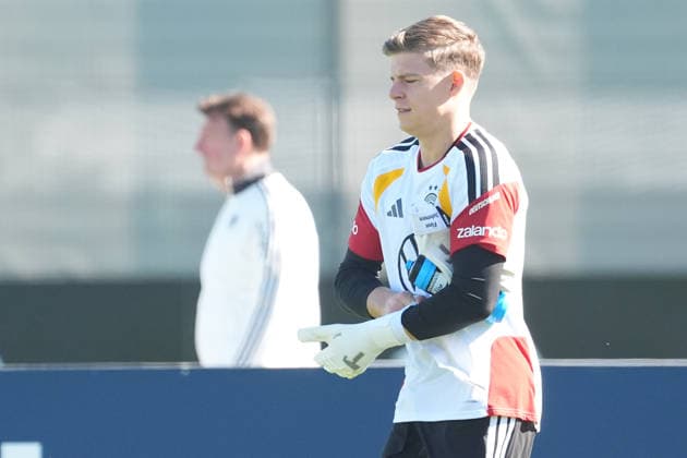 Goalie Finn Dahmen, Germany, HerzoBase, September 23, 2026, German National Team, Nations League, Final Training Session, Home Ground, HerzoBase, World of Adidas, Herzogenaurach