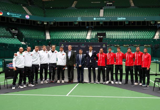 Davis Cup Draw Ceremony: Germany vs. Croatia; from left to right: Team Germany and Team Croatia; Heristo Arena, Halle, Westphalia, Germany; from left to right: Team Germany and Team Croatia; Tennis; Davis Cup 20026; Davis Cup; Heristo Arena, Halle, Westphalia, North Rhine-Westphalia, Germany; September 18, 2026 Copyright: xJuergenxHasenkopfx