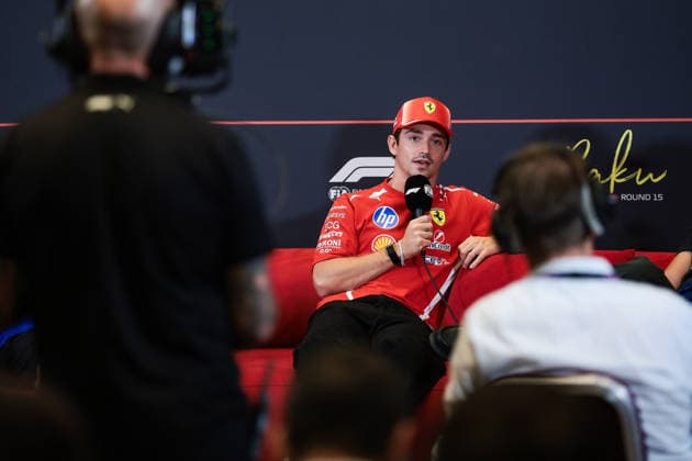 F1 - AZERBAIJAIN GRAND PRIX 2026 LECLERC Charles (mco), Scuderia Ferrari SF-26, portrait press conference, PK, Pressekonferenz during the 2026 Formula 1 Azerbaijan Grand Prix, 15th round of the 2026 Formula One World Championship, WM, Weltmeisterschaft from September 24 to 26, 2026 on the Baku City Circuit, in Baku, Azerbaijan - BakuAzerbaijan  Copyright: xEricxAlonsox