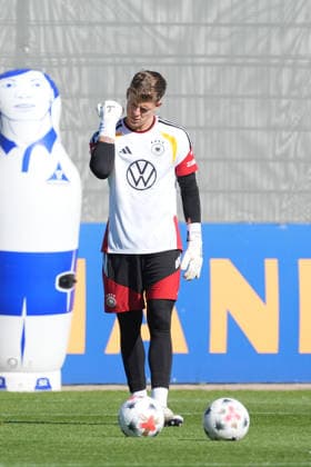 Goalie Finn Dahmen, Germany, HerzoBase, September 23, 2026, German National Team, Nations League, Final Training Session, Home Ground, HerzoBase, World of Adidas, Herzogenaurach
