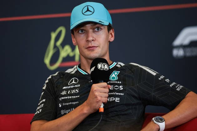 F1 - AZERBAIJAIN GRAND PRIX 2026 RUSSELL George (gbr), Mercedes AMG F1 Team W17, portrait press conference, PK, Pressekonferenz during the 2026 Formula 1 Azerbaijan Grand Prix, 15th round of the 2026 Formula One World Championship, WM, Weltmeisterschaft from September 24 to 26, 2026 on the Baku City Circuit, in Baku, Azerbaijan - BakuAzerbaijan  Copyright: xEricxAlonsox