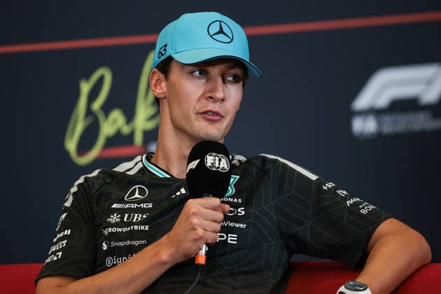 F1 - AZERBAIJAIN GRAND PRIX 2026 RUSSELL George (gbr), Mercedes AMG F1 Team W17, portrait press conference, PK, Pressekonferenz during the 2026 Formula 1 Azerbaijan Grand Prix, 15th round of the 2026 Formula One World Championship, WM, Weltmeisterschaft from September 24 to 26, 2026 on the Baku City Circuit, in Baku, Azerbaijan - BakuAzerbaijan  Copyright: xEricxAlonsox