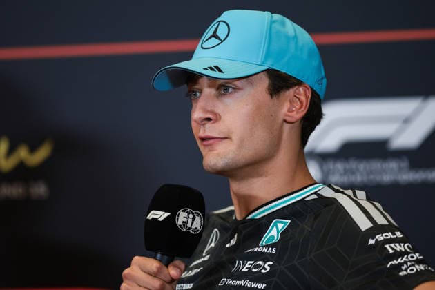 F1 - AZERBAIJAIN GRAND PRIX 2026 RUSSELL George (gbr), Mercedes AMG F1 Team W17, portrait press conference, PK, Pressekonferenz during the 2026 Formula 1 Azerbaijan Grand Prix, 15th round of the 2026 Formula One World Championship, WM, Weltmeisterschaft from September 24 to 26, 2026 on the Baku City Circuit, in Baku, Azerbaijan - BakuAzerbaijan  Copyright: xEricxAlonsox