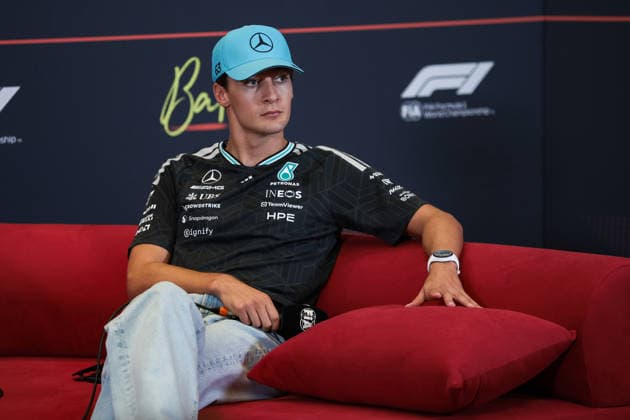 F1 - AZERBAIJAIN GRAND PRIX 2026 RUSSELL George (gbr), Mercedes AMG F1 Team W17, portrait press conference, PK, Pressekonferenz during the 2026 Formula 1 Azerbaijan Grand Prix, 15th round of the 2026 Formula One World Championship, WM, Weltmeisterschaft from September 24 to 26, 2026 on the Baku City Circuit, in Baku, Azerbaijan - BakuAzerbaijan  Copyright: xEricxAlonsox