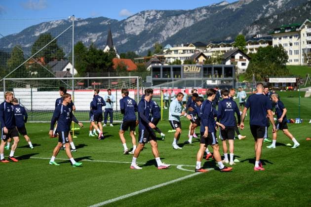 SOCCER - NL, AUT vs ISR WINDISCHGARSTEN,AUSTRIA,23.SEP.26 - SOCCER - UEFA Nations League, group stage, OEFB international match, Länderspiel, Nationalmannschaft Austria vs Israel, preview, training team AUT. Image shows players of AUT.  GEPAxpictures xChristianxMoser