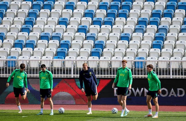 Republic of Ireland Squad Training, Fadil Vokrri Stadium, Pristina, Kosovo 23 9 2026 Rocco Vata, Finn Azaz, Killian Phillips, Jake O Brien and Dara O Shea Rocco Vata, Finn Azaz, Killian Phillips, Jake O Brien and Dara O Shea 23 9 2026  Copyright: xx RB2_9999