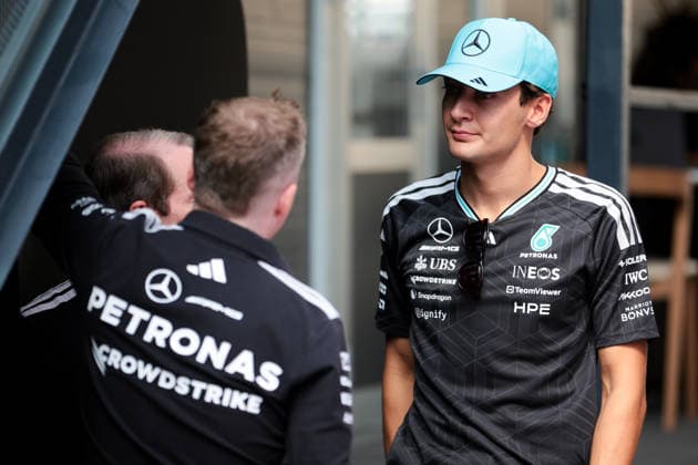 F1 - AZERBAIJAIN GRAND PRIX 2026 RUSSELL George (gbr), Mercedes AMG F1 Team W17, portrait during the 2026 Formula 1 Azerbaijan Grand Prix, 15th round of the 2026 Formula One World Championship, WM, Weltmeisterschaft from September 24 to 26, 2026 on the Baku City Circuit, in Baku, Azerbaijan - BakuAzerbaijan  Copyright: xEricxAlonsox