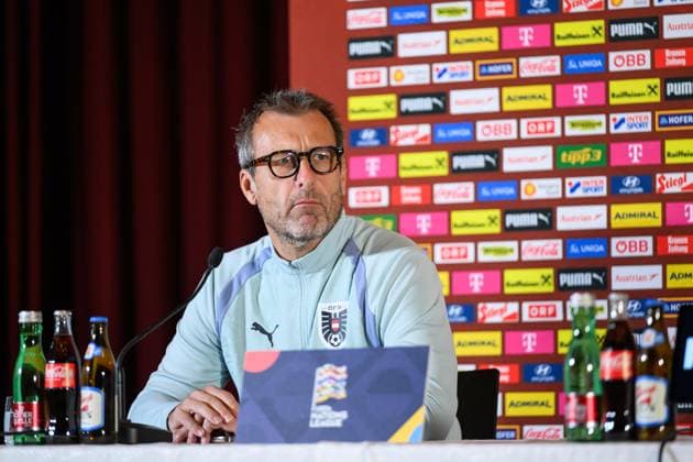 SOCCER - NL, AUT vs ISR WINDISCHGARSTEN,AUSTRIA,23.SEP.26 - SOCCER - UEFA Nations League, group stage, OEFB international match, Länderspiel, Nationalmannschaft Austria vs Israel, preview, press conference, PK, Pressekonferenz team AUT. Image shows press officer Thomas Trukesitz (AUT). GEPAxpictures xChristianxMoser