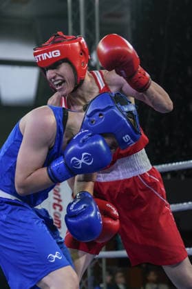 2026 European Boxing Championships SOFIA, BULGARIA - SEPTEMBER 23: Turkish boxer Gizem Ozer (red) competes against Barbora Maxova of the Czech Republic (blue) during their women s 60kg bout at the 2026 European Boxing Championships held at Asics Arena in Sofia, Bulgaria on September 23, 2026. Osmancan Gurdogan Anadolu Sofia Bulgaria. Editorial use only. Please get in touch for any other usage.  Copyright: x2026xAnadoluxOsmancanxGurdoganx