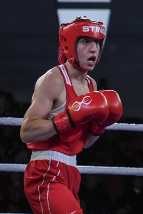 2026 European Boxing Championships SOFIA, BULGARIA - SEPTEMBER 23: Turkish boxer Gizem Ozer (red) competes against Barbora Maxova of the Czech Republic (blue) during their women s 60kg bout at the 2026 European Boxing Championships held at Asics Arena in Sofia, Bulgaria on September 23, 2026. Osmancan Gurdogan Anadolu Sofia Bulgaria. Editorial use only. Please get in touch for any other usage.  Copyright: x2026xAnadoluxOsmancanxGurdoganx