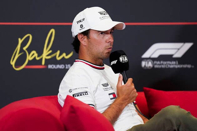 FORMULA 1 AZERBAIJAN GRAND PRIX 2026 Sergio Perez (MEX) 11 Cadillac F1 Team in a press conference, PK, Pressekonferenz during the Formula 1 Qatar Airways Azerbaijan Grand Prix 2026, Round 15 of the 2026 Formula 1 World Championship, WM, Weltmeisterschaft from 24th - 26th September 2026 at the Baku City Circuit, Baku, Azerbaijan. Credit: Robbie Hoad Every Second Media Editorial use only. All images are copyright Every Second Media Limited. No images may be reproduced without prior permission. Copyright: xIMAGO EveryxSecondxMediax ESM-2183-0054 RobbiexHoadx xEveryxSecondxMediax