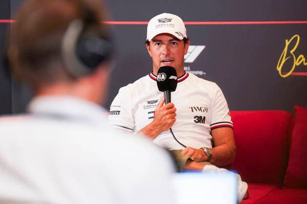 FORMULA 1 AZERBAIJAN GRAND PRIX 2026 Sergio Perez (MEX) 11 Cadillac F1 Team in a press conference, PK, Pressekonferenz during the Formula 1 Qatar Airways Azerbaijan Grand Prix 2026, Round 15 of the 2026 Formula 1 World Championship, WM, Weltmeisterschaft from 24th - 26th September 2026 at the Baku City Circuit, Baku, Azerbaijan. Credit: Robbie Hoad Every Second Media Editorial use only. All images are copyright Every Second Media Limited. No images may be reproduced without prior permission. Copyright: xIMAGO EveryxSecondxMediax ESM-2183-0050 RobbiexHoadx xEveryxSecondxMediax