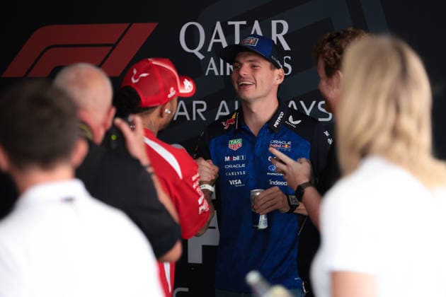 F1 - AZERBAIJAIN GRAND PRIX 2026 VERSTAPPEN Max (nld), Red Bull Racing Ford RB22, portrait and HAMILTON Lewis (gbr), Scuderia Ferrari SF-26, portrait during the 2026 Formula 1 Azerbaijan Grand Prix, 15th round of the 2026 Formula One World Championship, WM, Weltmeisterschaft from September 24 to 26, 2026 on the Baku City Circuit, in Baku, Azerbaijan - BakuAzerbaijan Copyright: xEricxAlonsox
