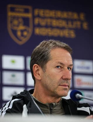 Kosovo Squad Training & press conference, PK, Pressekonferenz Fadil Vokrri Stadium, Pristina, Kosovo 23 9 2026 Manager Franco Foda Franco Foda 23 9 2026  Copyright: xx RB2_0546