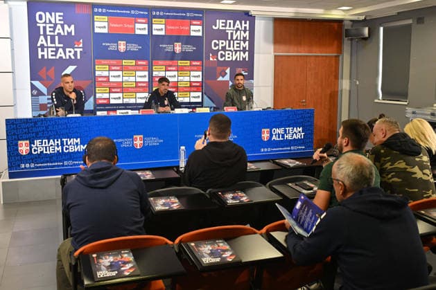 SERBIA FOOTBALL VELJKO PAUNOVIC coach and DUSAN TADIC Serbian football nation al team press conference, PK, Pressekonferenz Stara Pazova 23.09.2026 Foto: FOOTBALL, SERBIA, PRESS CONFERENCE Stara Pazova Sports center Stara Pazova Serbia Copyright: xMarkoxMetlas xMNxPressx