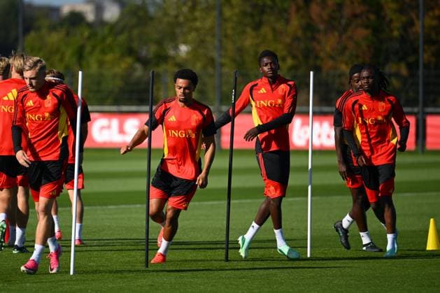 Belgium U21, U 21 Media Activities 23 09 2026 TUBIZE, BELGIUM - SEPTEMBER 23 : Noubi Lucas defender of Belgium U21, Bisiwu Jesse forward of Belgium U21 pictured during a training session of the Belgium Under 21 on September 23, 2026 in Tubize, Belgium, 23 09 2026 Tubize Belgium  Copyright: xVincentxKalutx