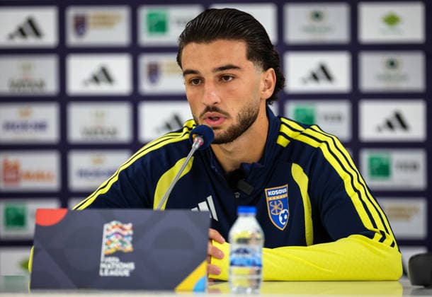 Kosovo Squad Training & press conference, PK, Pressekonferenz Fadil Vokrri Stadium, Pristina, Kosovo 23 9 2026 Leon Avdullahu Leon Avdullahu 23 9 2026  Copyright: xx RB1_2071