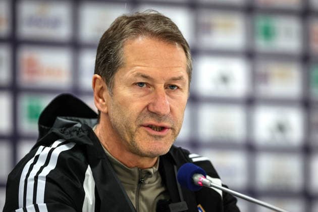 Kosovo Squad Training & press conference, PK, Pressekonferenz Fadil Vokrri Stadium, Pristina, Kosovo 23 9 2026 Manager Franco Foda Franco Foda 23 9 2026  Copyright: xx RB1_2417