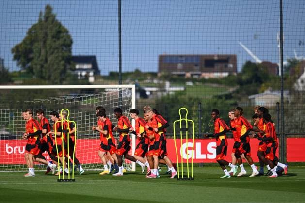 Belgium U21, U 21 Media Activities 23 09 2026 TUBIZE, BELGIUM - SEPTEMBER 23 : Players of Belgium U21 pictured during a training session of the Belgium Under 21 on September 23, 2026 in Tubize, Belgium, 23 09 2026 Tubize Belgium  Copyright: xVincentxKalutx
