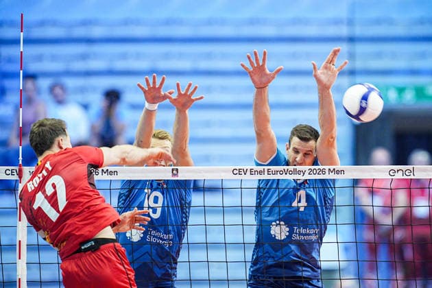Belgium s Seppe Rotty in action during the quarter final match of the CEV Enel Eurovolley 2026, between Belgium and Slovenia, at the Palavela in Turin, north west Italy - Wednesday, September 23, 2026. .  Copyright: xMarcoxAlpozzi LaPressex