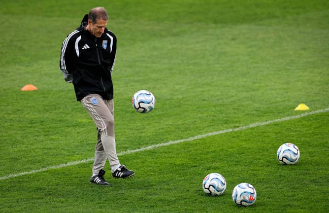 Kosovo Squad Training & press conference, PK, Pressekonferenz Fadil Vokrri Stadium, Pristina, Kosovo 23 9 2026 Manager Franco Foda Franco Foda 23 9 2026  Copyright: xx RB1_2634