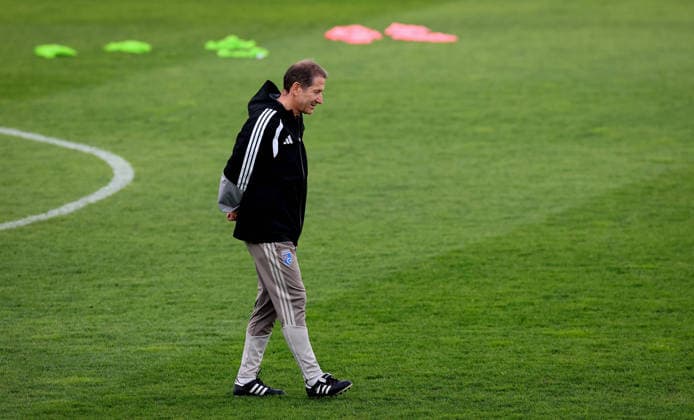 Kosovo Squad Training & press conference, PK, Pressekonferenz Fadil Vokrri Stadium, Pristina, Kosovo 23 9 2026 Manager Franco Foda Franco Foda 23 9 2026  Copyright: xx RB1_3176