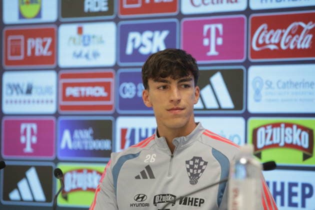 Croatia National Football Team: Press and Training Session Petar Musa of Croatia on a press conferenfce of Croatia national football team at HNK Rijeka stadium on September 23, 2026 in Rijeka, Croatia.  GoranxKovacic PIXSELL