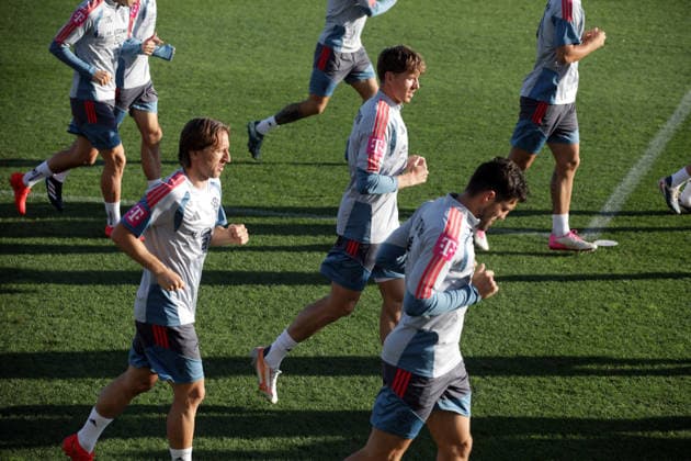 Croatia National Football Team: Press and Training Session Luka Modric, Kristijan Jakic and Mateo Kovacic of Croatia during traingin session of Croatia national football team at HNK Rijeka stadium on September 23, 2026 in Rijeka, Croatia.  GoranxKovacic PIXSELL