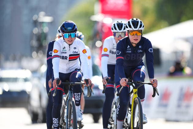2026 UCI Road World Championships Picture by Vaughn Ridley SWpix.com - 23 09 2026 - Cycling - 2026 UCI Road World Championships - MontrÃ al, Canada - Training Practice - (L) Morven Yeoman and (R) Imogen Wolff (Great Britain) Copyright: x xSWpix.comx(t axPhotographyxHubxLtd)xVaughnxRidley SWpix.comx SWP-3521-1942