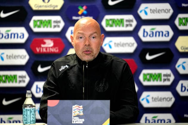 Norway Denmark Nations League Oslo 20260923 Press conference with Denmark’s national team head coach Brian Riemer and Morten Hjulmand at Ullevaal Stadium on the day of the international soccer match between Norway and Denmark, to be played on Thursday, September 24. Photo: Cornelius Poppe, NTB, Oslo, Norway. EDEDITORIAL USE ONLY; RESTRICTED USE FOR BETTING COMPANIES  Copyright: xCorneliusxPoppex xNTBx