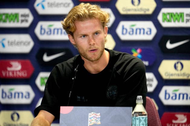 Norway Denmark Nations League Oslo 20260923 Press conference with Denmark s national team coach Brian Riemer and Morten Hjulmand at Ullevaal Stadium on the day of the international soccer match between Norway and Denmark, to be played on Thursday, September 24. Photo: Cornelius Poppe, NTB, Oslo, Norway. EDEDITORIAL USE ONLY; RESTRICTED USE FOR BETTING COMPANIES  Copyright: xCorneliusxPoppex xNTBx